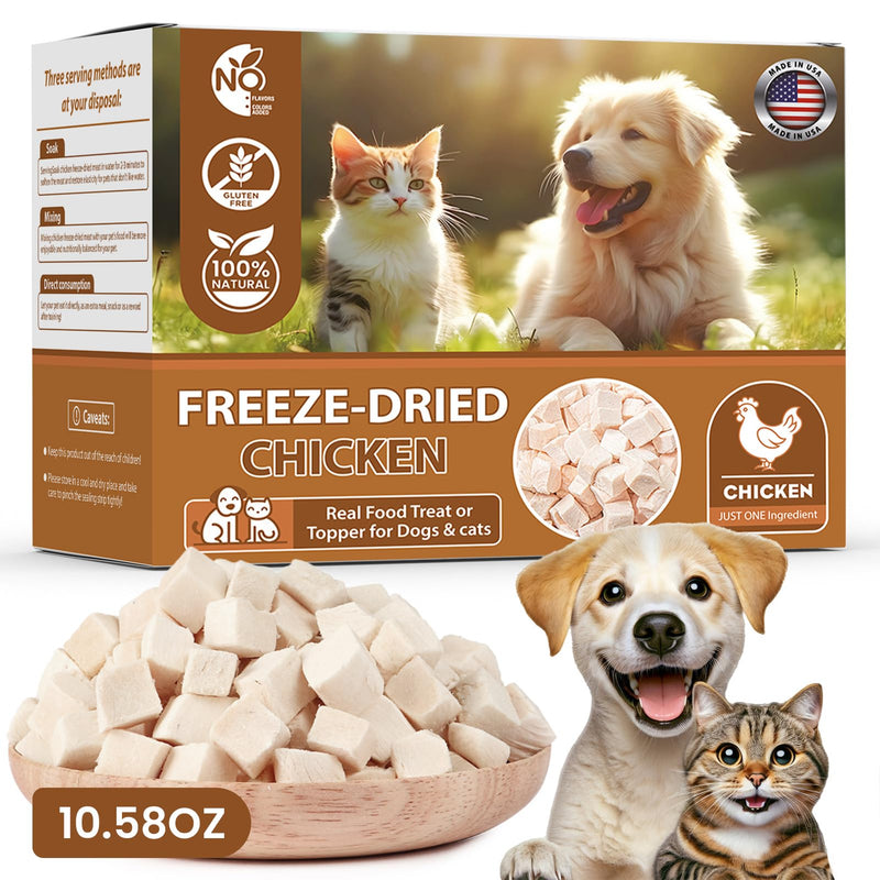 FHZRLP Freeze Dried Chicken,Freeze Dried Chicken Dog Treats Natural No Additives,Single Ingredient,High Protein,Suitable for All Ages Cats and Dogs,Dehydrated Suitable for Training