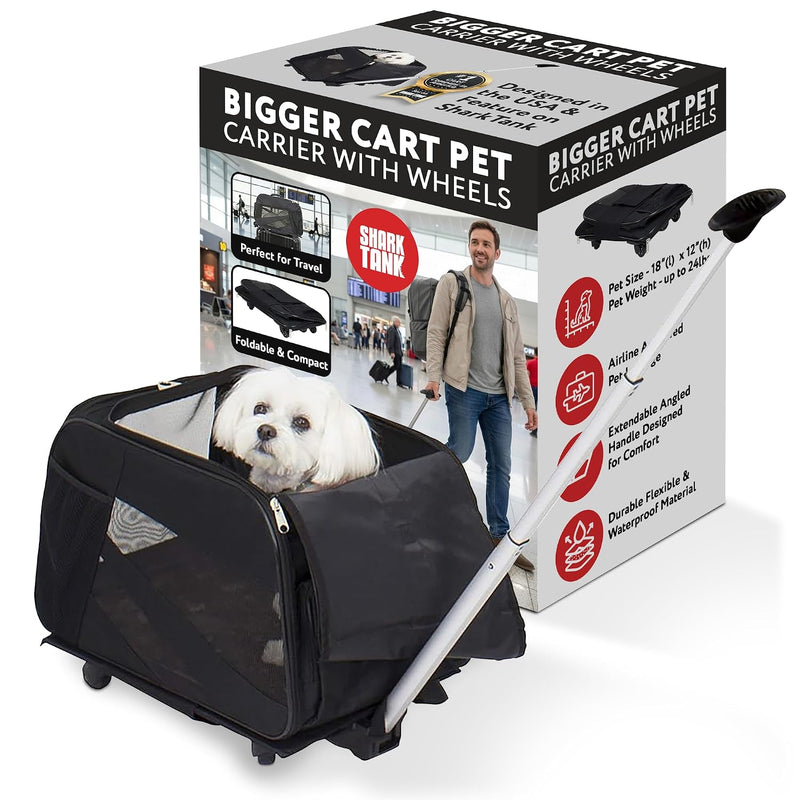 dbest products Rolling Pet Carrier with Wheels Airline Approved - TSA Dog Cat Carrier for Airplane Travel - Wheeled Pet
