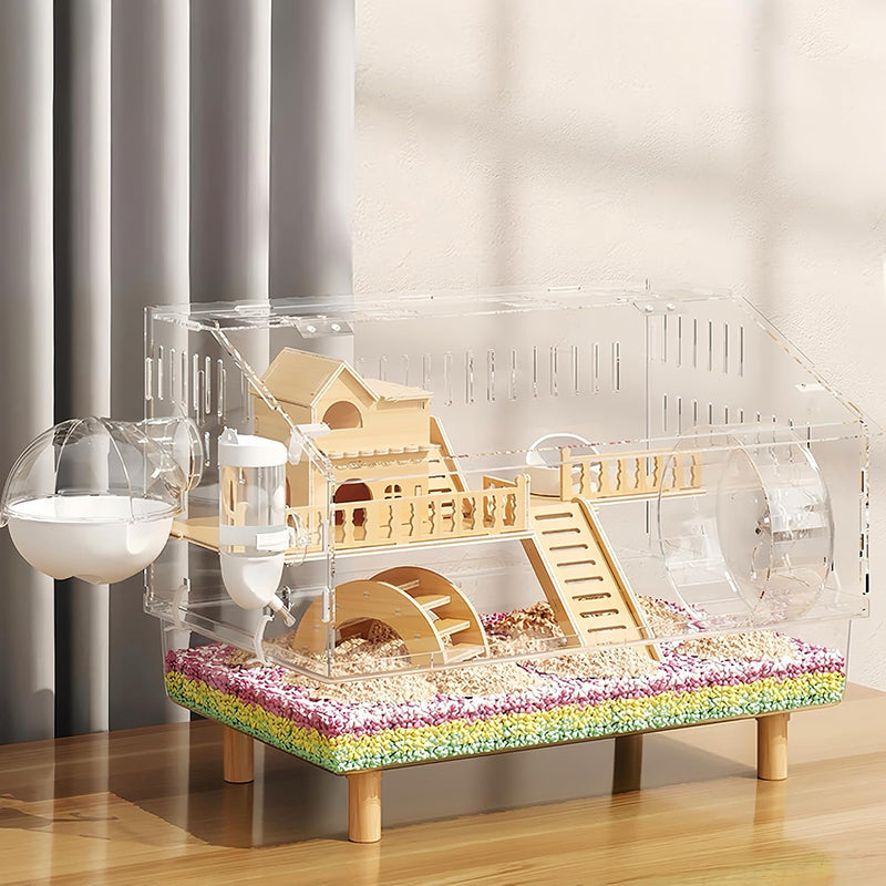 8 in 1 Acrylic Hamster Cage with All Accessories,18.5