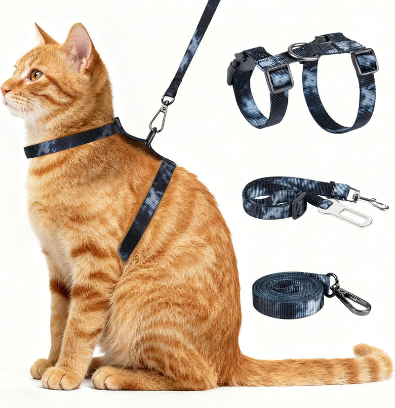 Cat Harness and Leash Set, 3-in-1 Escape Proof Adjustable, Comfortable Soft Lightweight, Safe, Easy to Wear, Walking Tra