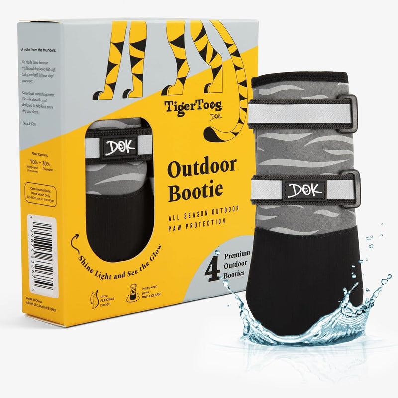 DOK TigerToes Premium Neoprene Dog Booties for Hot Pavement - Grip that Works Even When Twisted - Versatile Paw Protecti