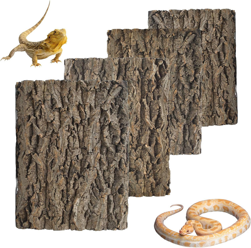 4PCS Reptile Cork Bark Mat,15.74 x 11.81 Inch Natural Cork Wood Terrarium Background Bearded Dragon Tank Bark Backdrop W