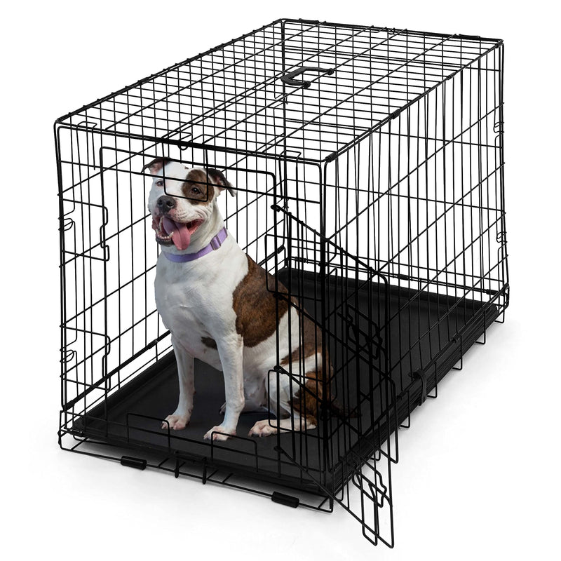 CAPHAUS Foldable Dog Crate Wire Metal Dog Kennel w/Leak-Proof Pan & Protecting Feet & Divider Panel, Single or Double Door, Small, Medium & Large Dog Crate Indoor Cage, 30” w/Single Door