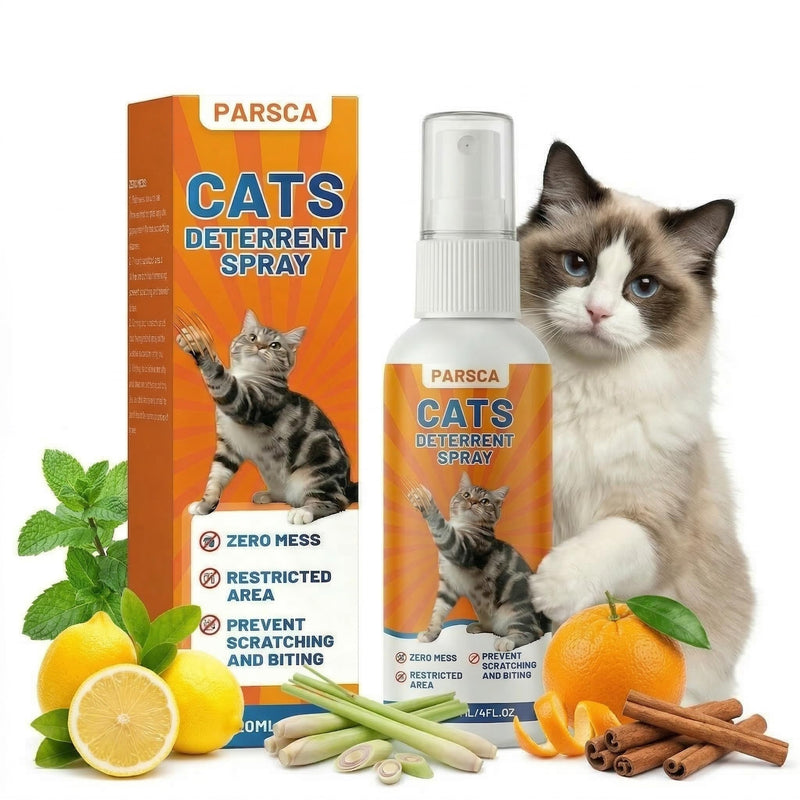Parsca Cat Repellent Spray, Cat Deterrent Spray - Indoor & Outdoor Training Safe, Protect Furniture, Sofas, Rugs, Restricted Areas-for Behavior, Natural, Effective 120 ML/4FL.OZ