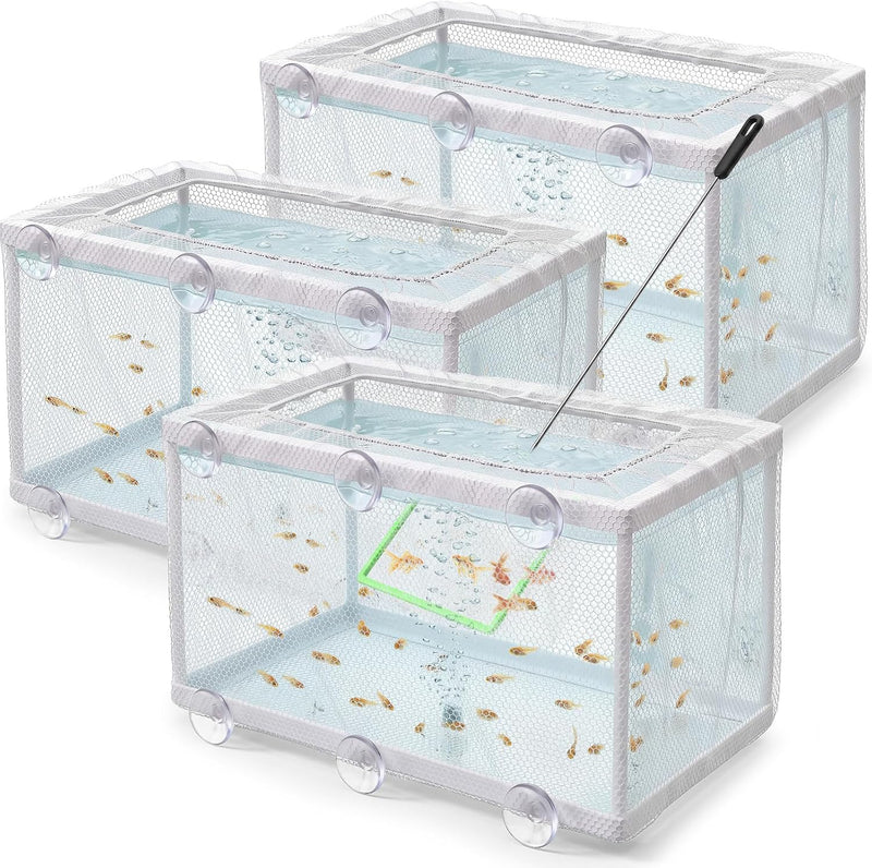 Teyva 3 Set Fish Breeder Box for Aquarium Nylon Mesh Hatchery Fry Net