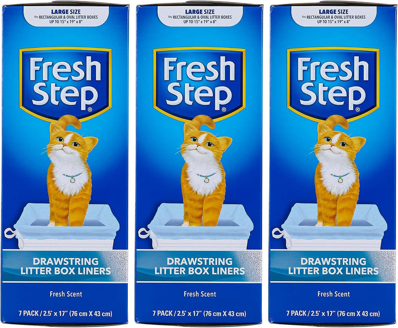 Fresh Step Drawstring Cat Litter Liners, Scented, 2.5 ft x 17 in, 7ct, 3-Pk