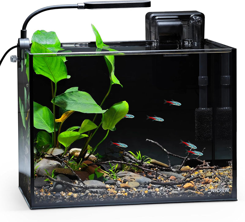 NICREW 2.5 Gallon Nano Nature Aquarium Kit Betta Fish Tank, Complete, Black