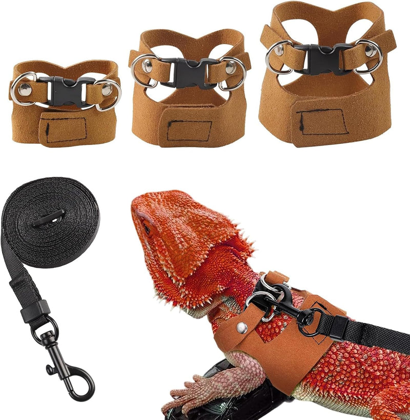 KABASI 3 Size Adjustable Bearded Dragon Harness Leash Set