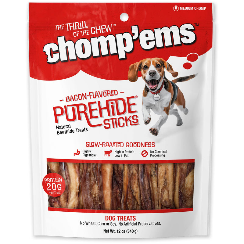 Chomp'ems Purehide Sticks Healthy Natural Rawhide Dog Chew, 12 oz