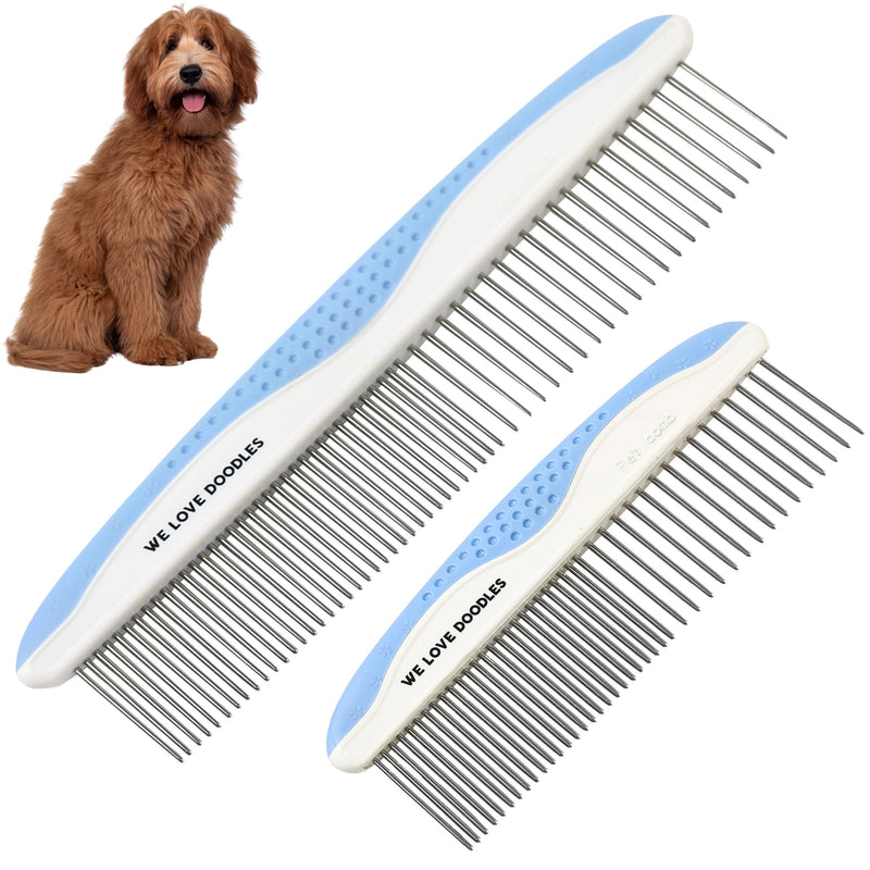 Metal Dog Combs for Grooming Matting, Doodle Brush, Dematting Pet Comb, Grooming Tools, Detangler Brush, Dematting Tools for Dogs, 2 Pack