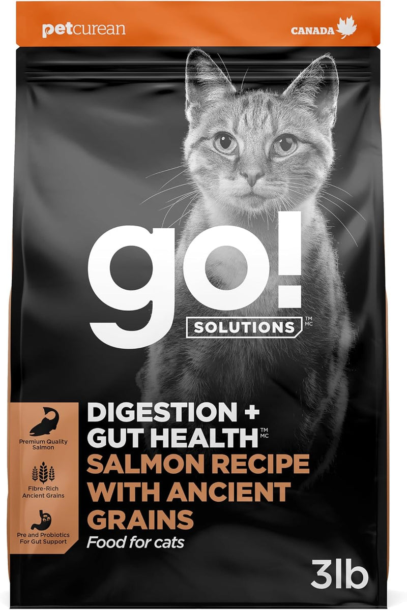 Go! Solutions Digestion + Gut Health Salmon Dry Cat Food, 3 lb