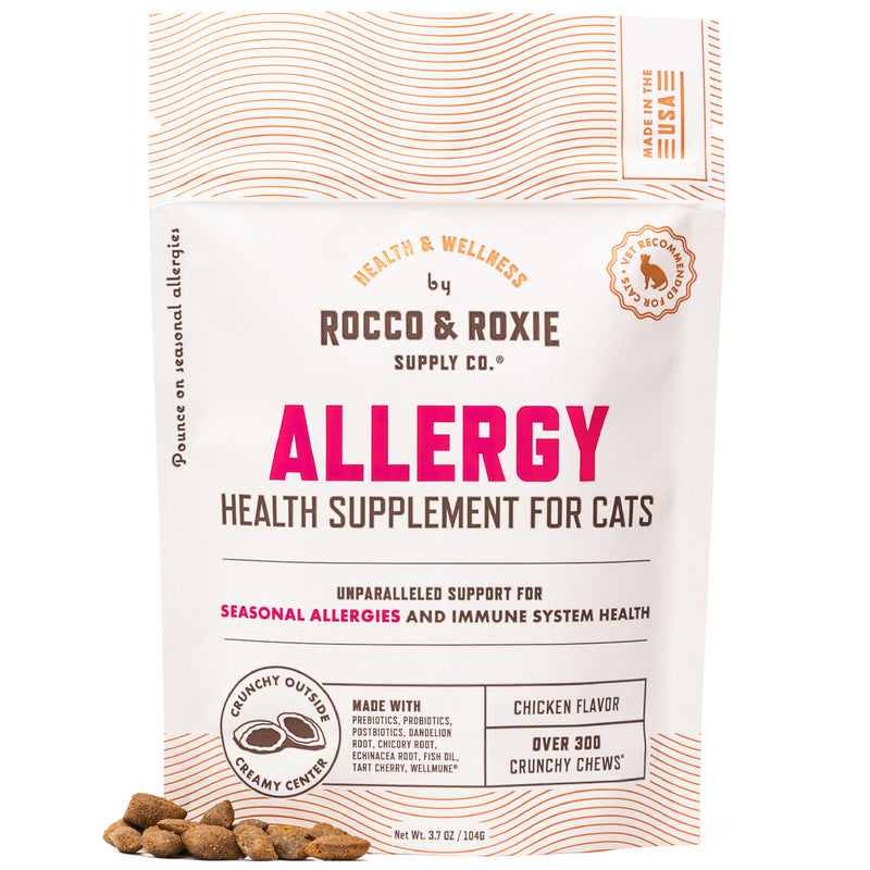 Rocco & Roxie Seasonal Allergy Relief for Cats, Cat Supplements & Vitamins, Probiotics to Support Gut Health, Fish Oil for Skin, Sneezing & Itching from Seasonal Allergies, Tart Cherry Immune Support