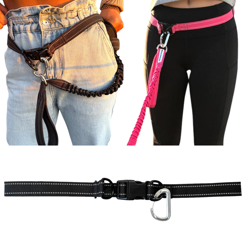 Shed Defender Hands Free Dog Leash Belt - Seen on Shark Tank - Attaches to All Leashes, Hands-Free Waist Leash for Walking, Running, Hiking, Adjustable one Size fits All, Designed in USA (Black)