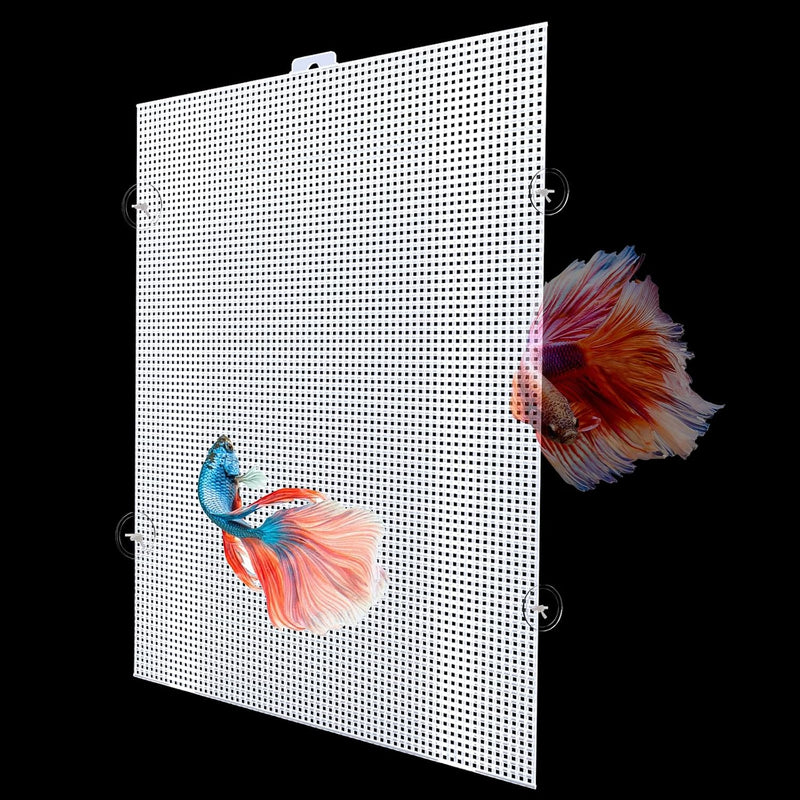 2 Sets Fish Tank Divider with Self-Adhesive Hook and Ties, Plastic Cuttable Aquarium Grid Plate DIY Adjustable Fish Sepa