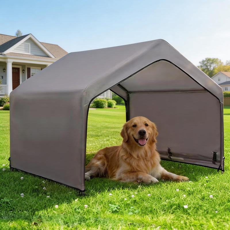 Pawmmo Dog Shade Shelter Outdoor Tent for Large Medium Dogs, Outside Doghouse Sun Rain Canopy Dog House with Waterproof Roof Ground Nails for Cats Pigs Livestock 4'x4'x3.3'