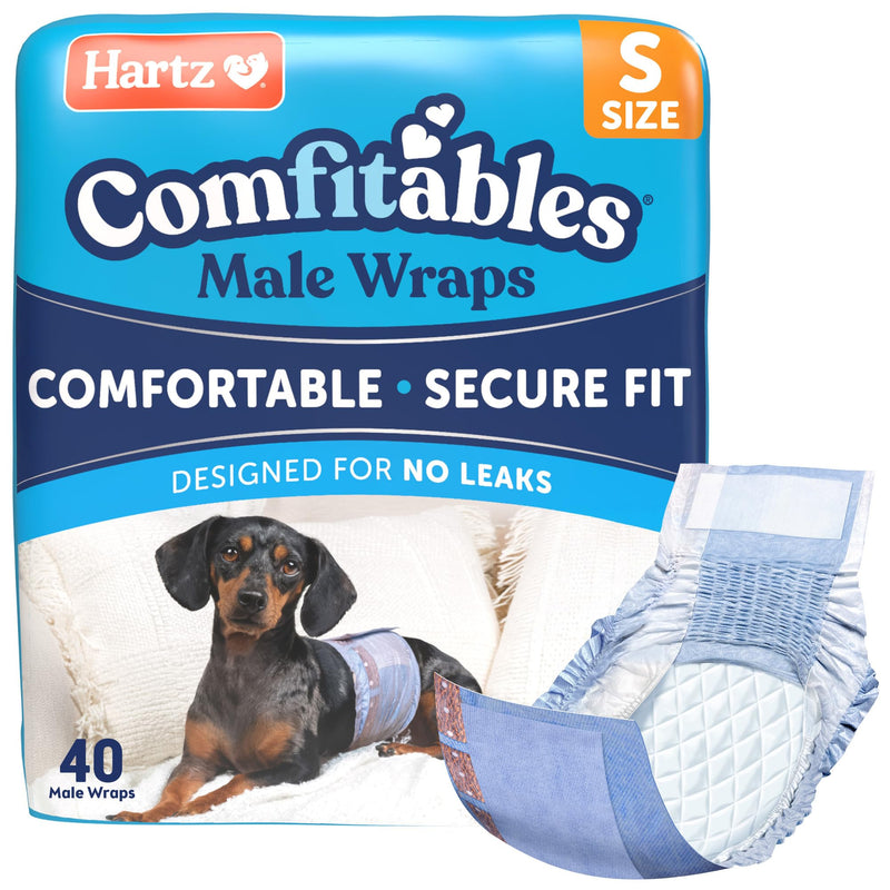 Hartz Comfitables Disposable Male Dog Wraps with Stretchy Waistband, Small 40 Count