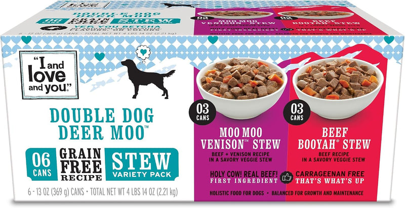 I AND LOVE AND YOU Wet Dog Food, Double Dog Variety Pack | 13oz (6 Pack)