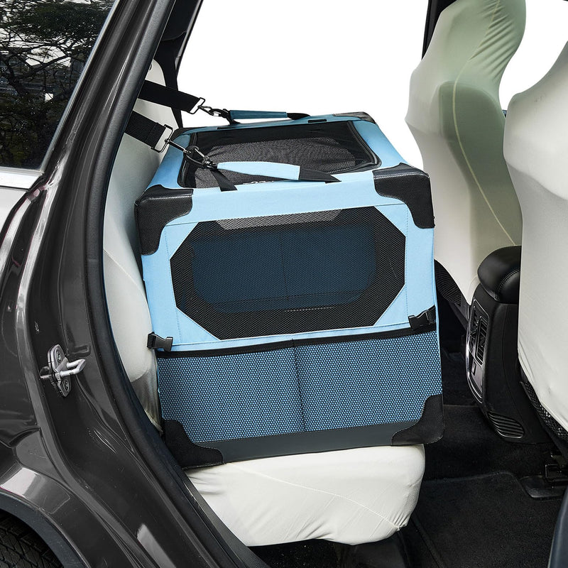 JOYTUTUS Pet Day Special, 26 Inch Collapsible Dog Crate, Steel Frame 8-Bar Foldable Soft Kennel, Portable Travel Crate for Medium Dog Up to 33lbs, Oxford Cat Carrier Fit for Car Travel Indoor Outdoor