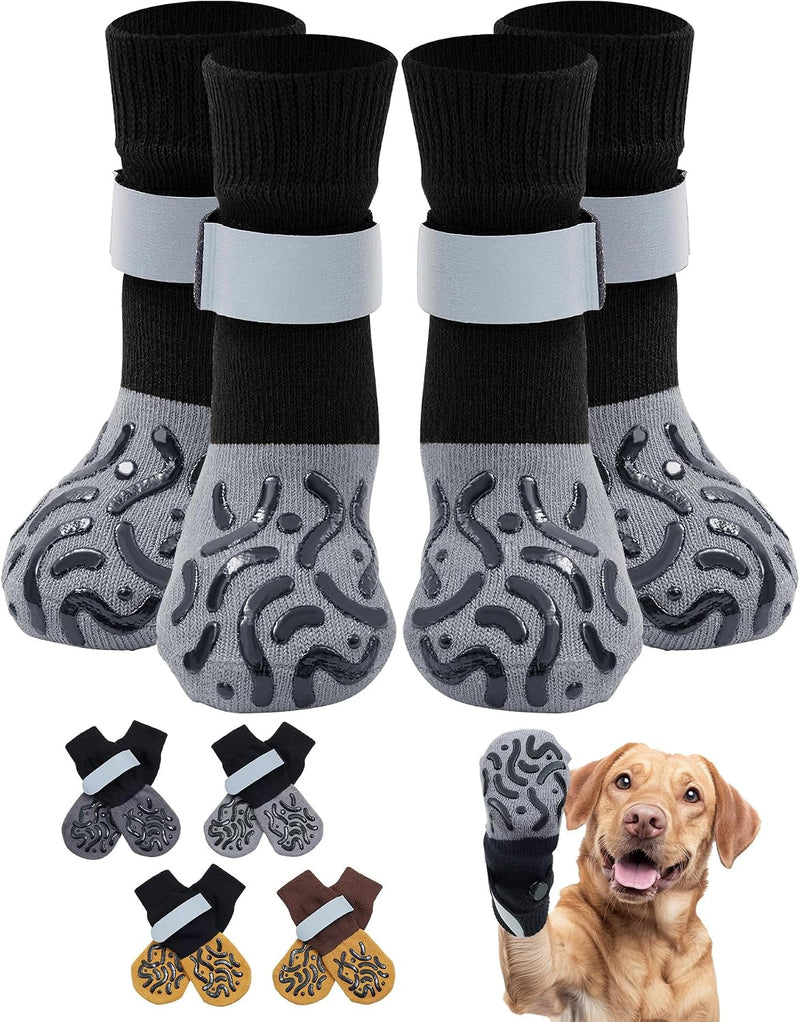 Non Slip Dog Socks with Double Sided Grips for Hardwood Floors L