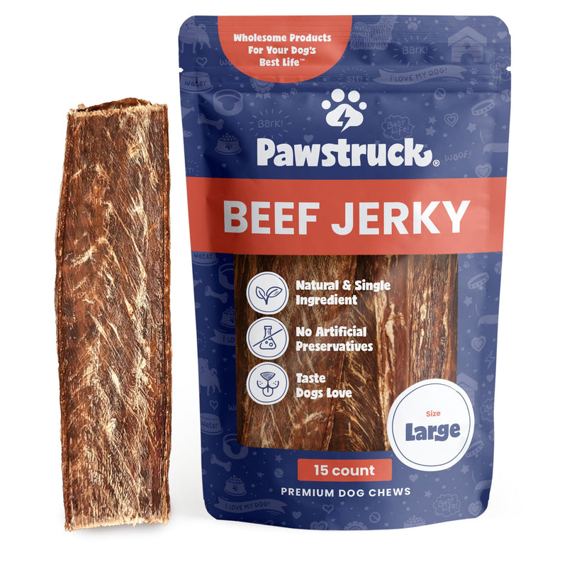Pawstruck Premium Beef Jerky Dog Treat Chews, Large 10