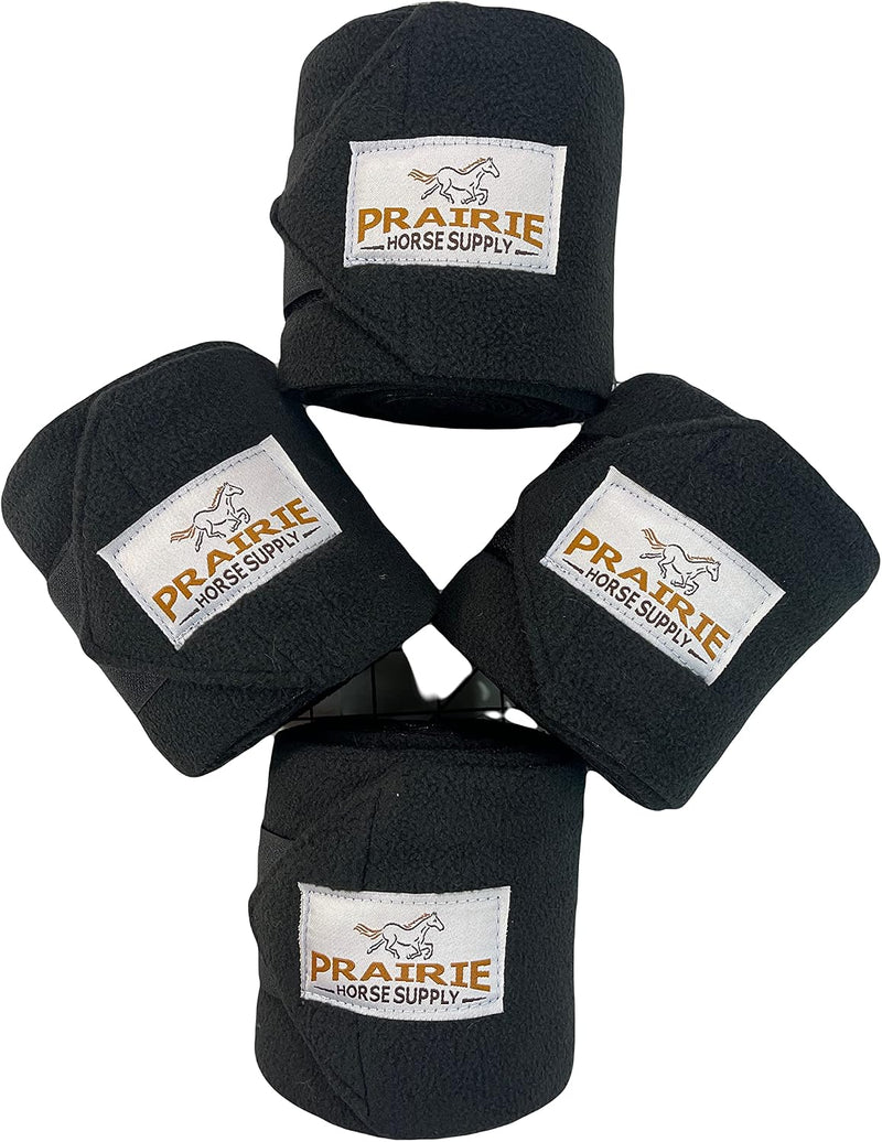 Prairie Horse Supply Comfort Fleece Polo Wraps (4 Pack, Black)