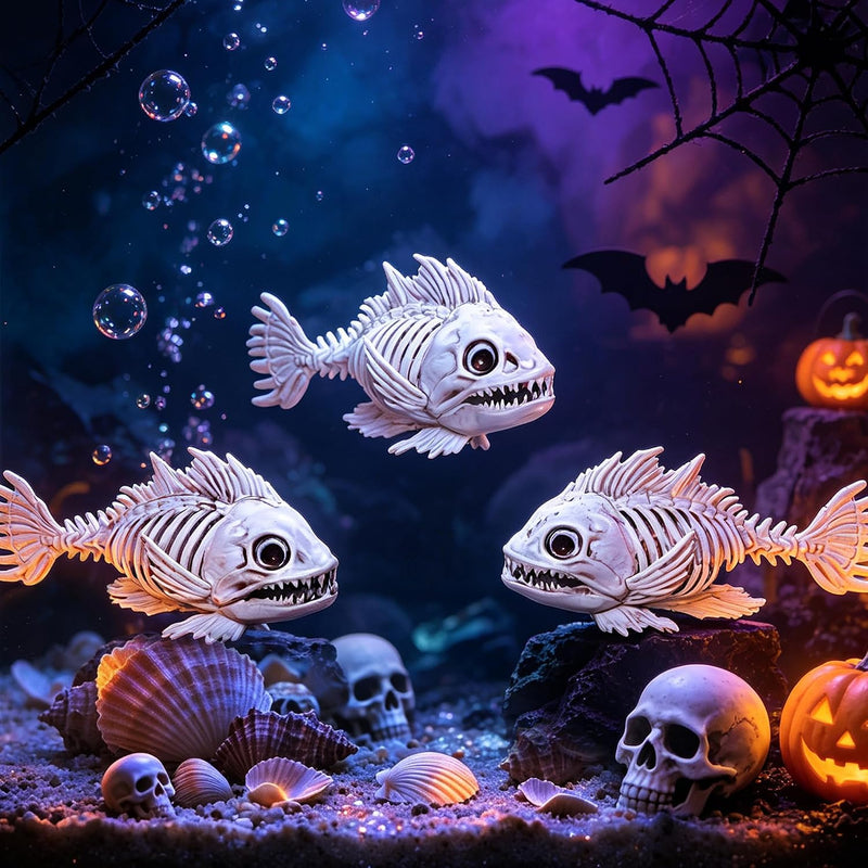 DR.DUDU 3 Pack Halloween Skeleton Decor Halloween Fish Tank Decorations