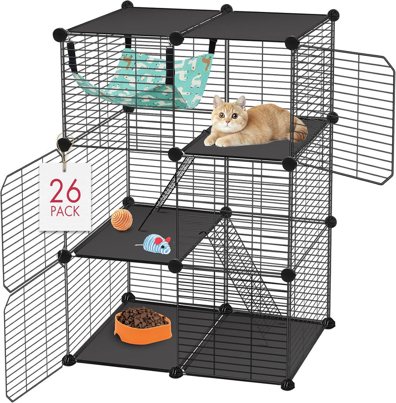 VISCOO Cat Cage(for Kitten), 3-Tier DIY Catio Cat Enclosures, 24