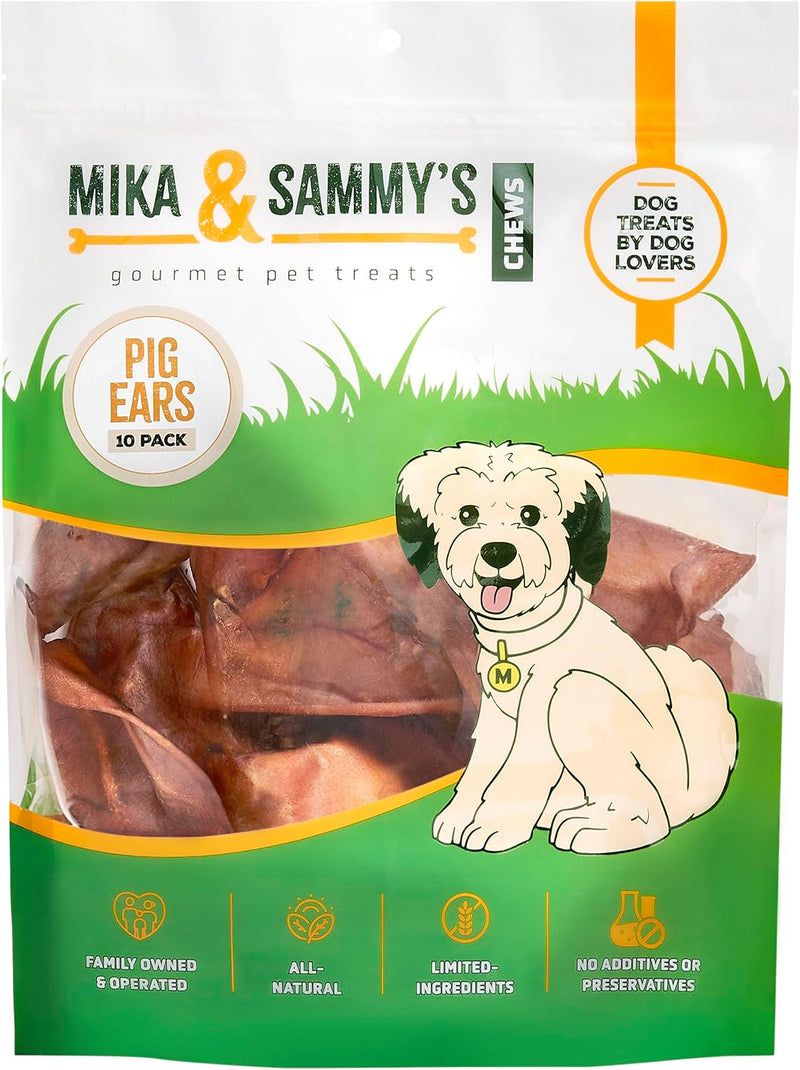 Dog Treats - Pig Ears, Natural Chews for Pups (10 Pack, Pig Ears)