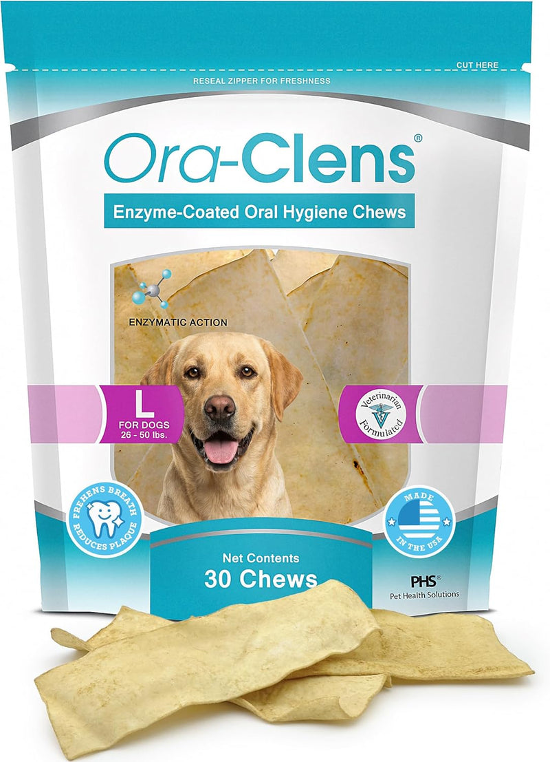 Oral Hygiene Chews for Large Dogs-Enzymatic Dental Treats for Daily Oral Care, Cleans Teeth and Freshens Breath, Reduces
