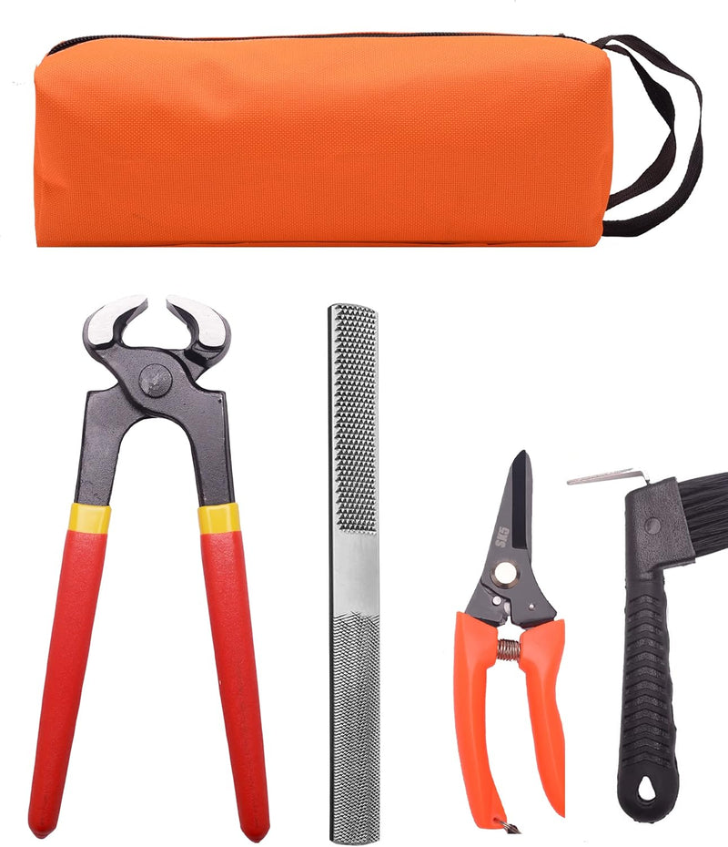 8 inch Farrier Hoof Tool Kit(5 Piece) Mini Rasp Hoof File Goat Pig Equine Metal Shears Farriers Hoof Nipper Cutter Handl