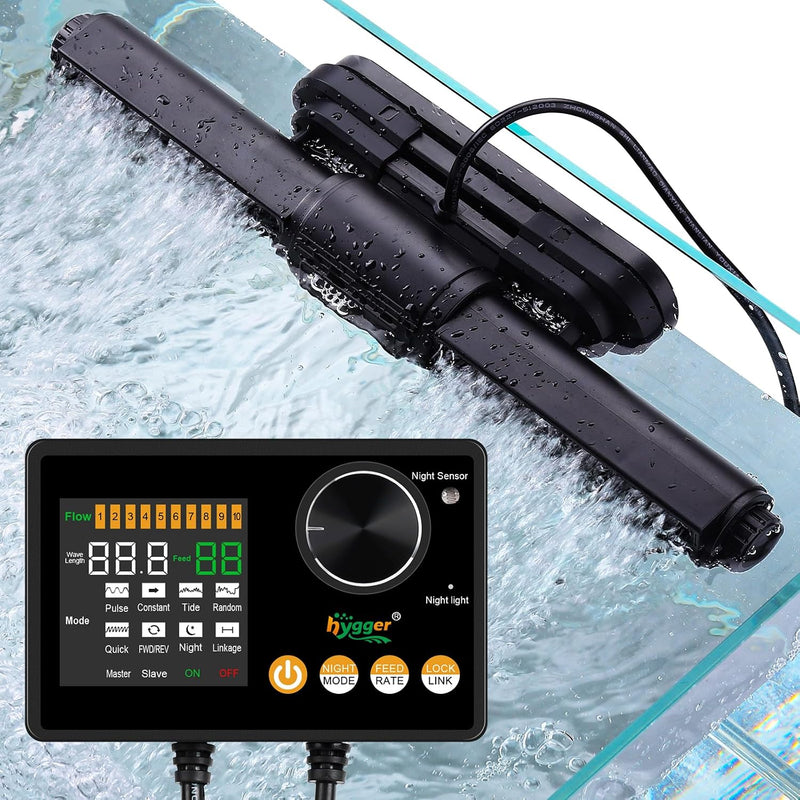 hygger Intelligent Wave Maker for Aquarium, Saltwater Freshwater Circulation Pump Adjustable 6 Waves/Night/Feed/Wireless
