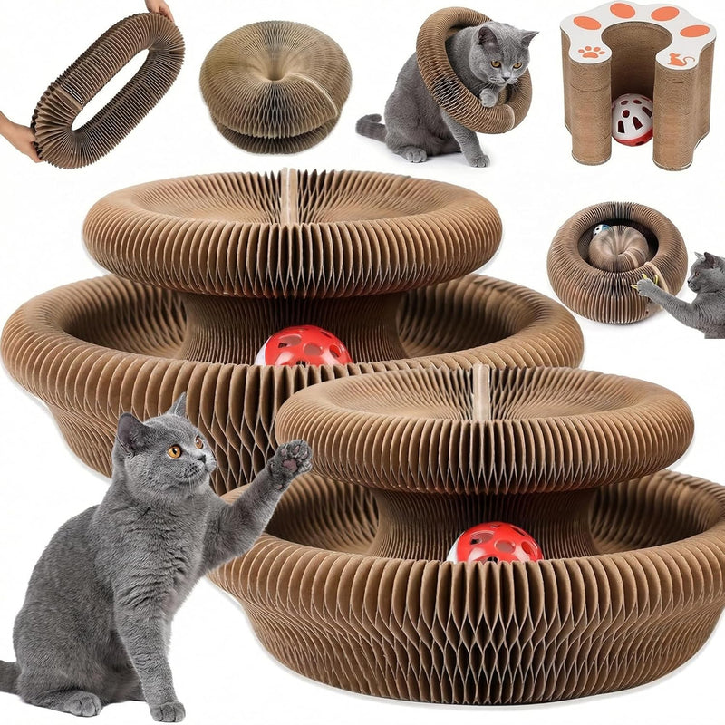 Kitty Curls Cat Toy,Magic Organ Cat Scratcher Board,Foldable Recyclable Cat Accordion Toy,Interactive Scratch Pad with T