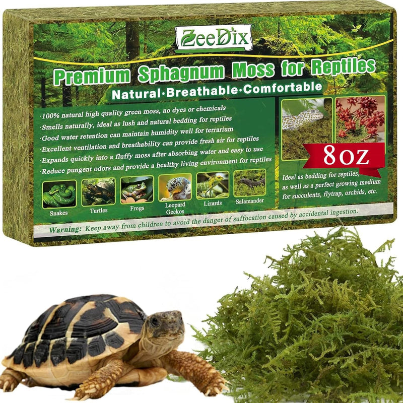 ZeeDix 8 OZ Premium Sphagnum Moss for Reptiles