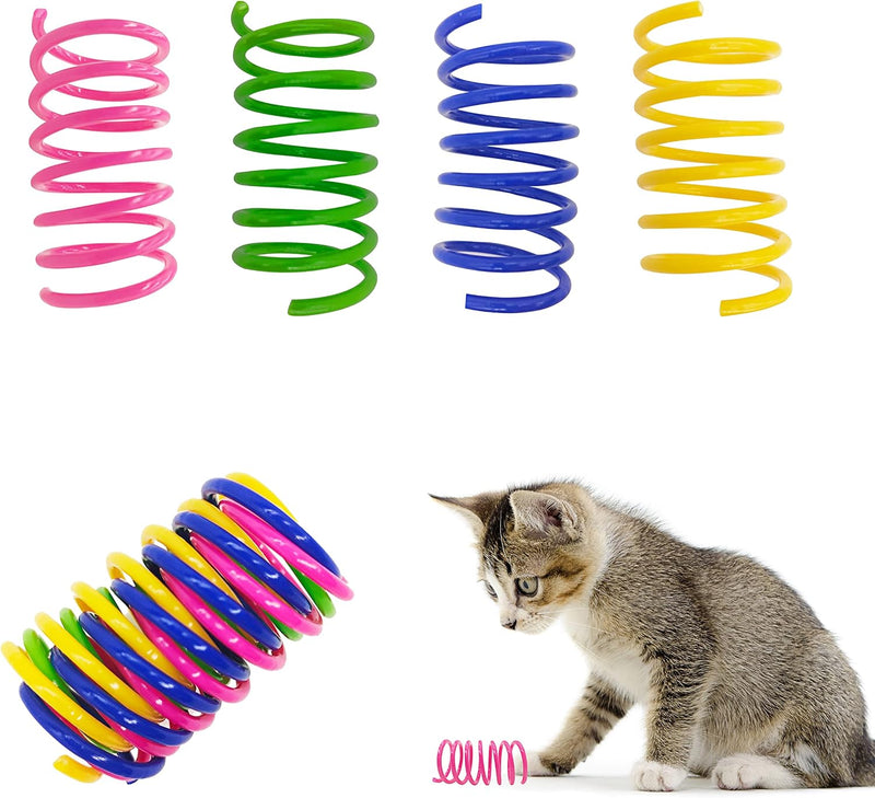 Cat Spring Toys 30 Packs, Plastic Colorful Springs Cat Toys for Cat Kitten Pets, Interactive Cat Toys for Indoor Cats an