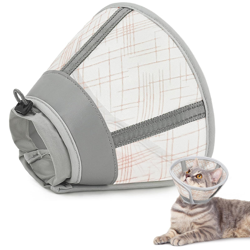 Supet Cat Cone Collar Soft, Air Mesh Recovery Collar to Stop Licking, Breathable Neck Cone Alternative, Lightweight Cat Head Cone Anti Scratch (Orange,S)