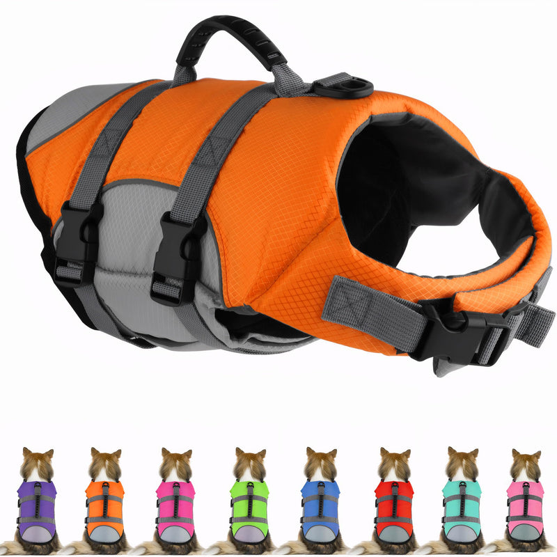 MKLHGTY Dog Life Jacket, Reflective Adjustable Dog Vest with Rescue Handle for Swimming & Boating, Ripstop Pet Safety Life Preserver for Small, Medium & Large Dogs
