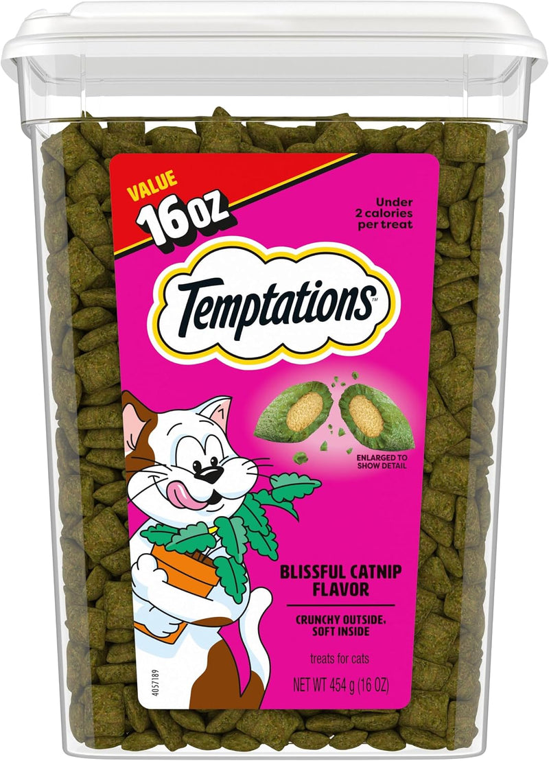 Temptations Cat Treats, Classic Crunchy and Soft Cat Treats, Blissful Catnip Flavor, Catnip Treats, 16 oz. Tub