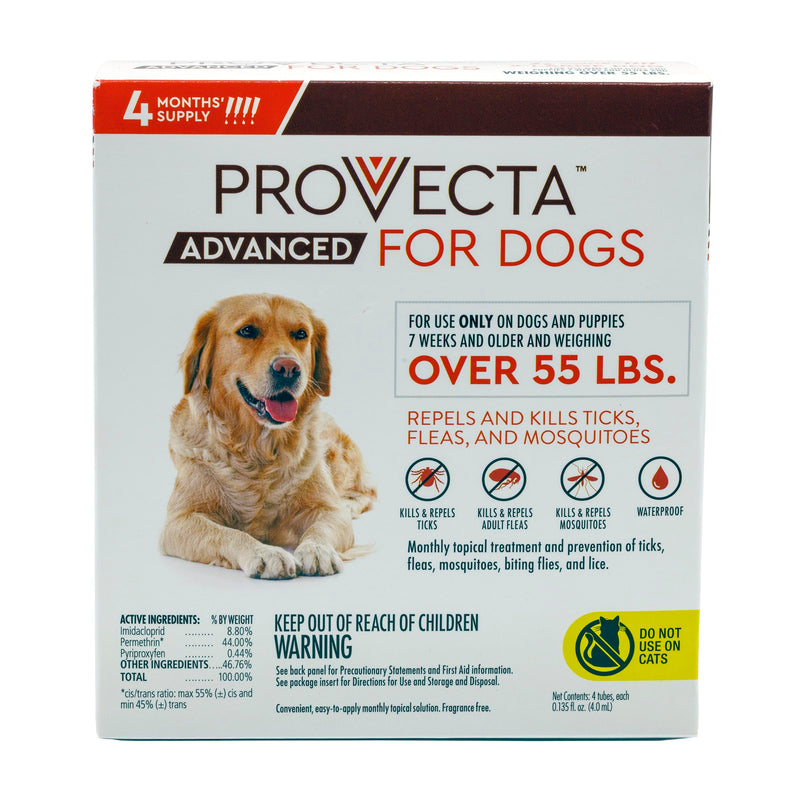 Provecta® Advanced for Extra Large Dogs (Over 55 lbs) Flea and Tick Topical Treatment, 4-Month Supply
