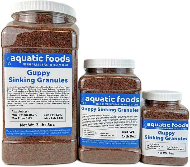 Guppy Micro Sinking Granules, Color Enhancing and Spirulina Mix for Guppies, Tetras, All Live Bearers, Baby Cichlids...W