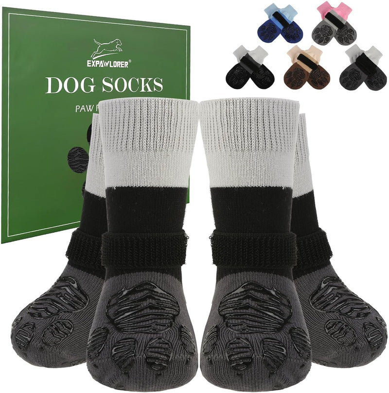 EXPAWLORER Anti Slip Dog Socks to Prevent Licking Paws,Anti Off Dog Booties for Hardwood Floors with Inner Grips,Dog Boo