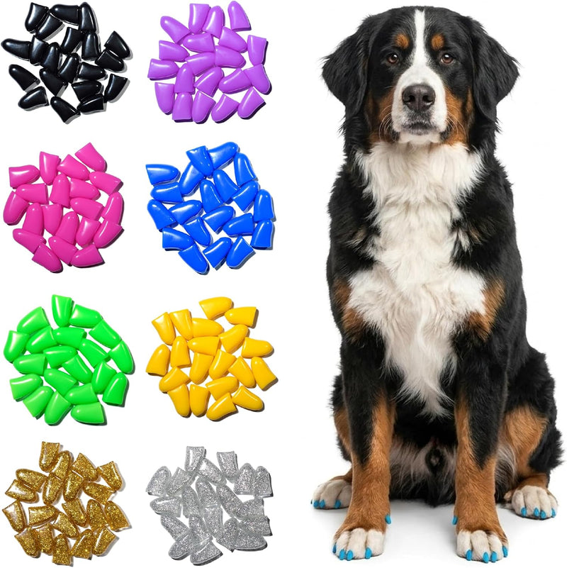 zetpo Dog Nail Caps & Claw Caps (100 pcs) - Anti Slip Dog Toe Grips & Covers for Hard Floors - Instant Traction & Mobili