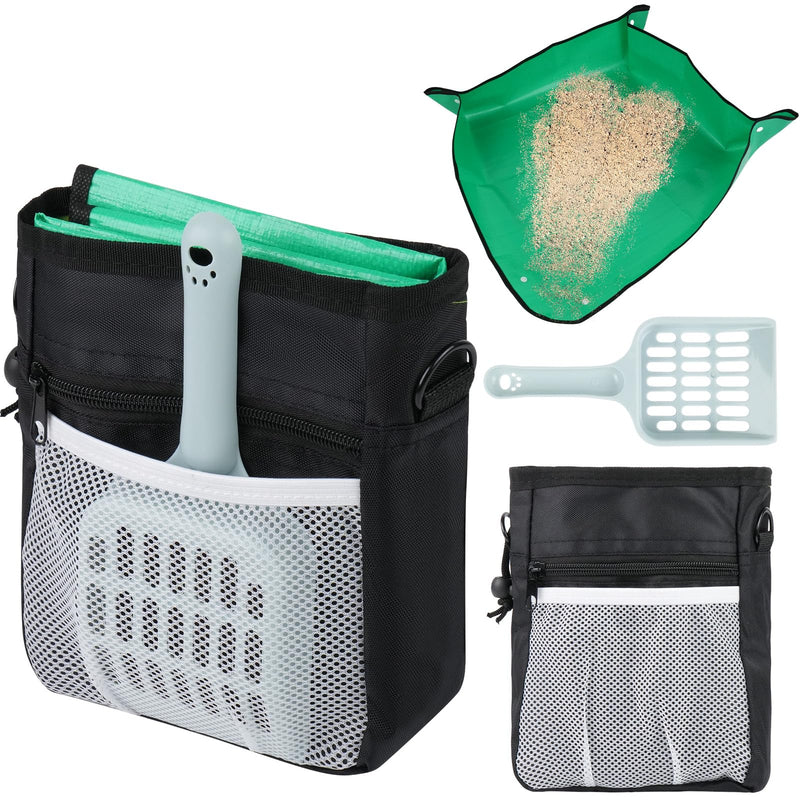 3 PCS Travel Litter Box Set Including Portable Litter Box Collapsible Cat Travel Bag and Cat Litter Scoop Portable Cat Litter Box for Travel