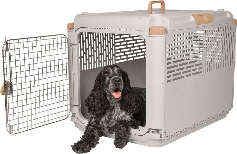 SportPet Designs Collapsible Medium Pet Travel Carrier (Tan), Hard-Sided Kennel for Medium Dogs, Puppies, Cats, Kittens,