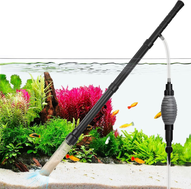 AQQA Gravel Vacuum for Aquarium Siphon - Adjustable Flow Fish Tank Cleaner