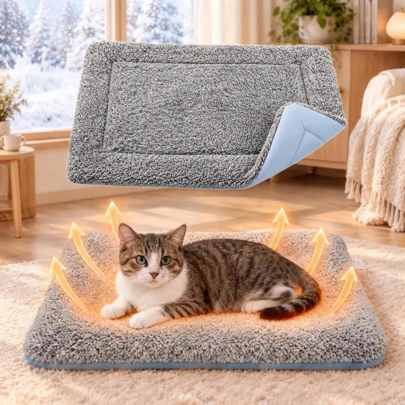 Reversible Cat Bed Mat, Cool-Touch Ice Silk & Self-Warming Fleece, 24x18 in