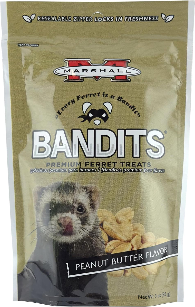 Marshall Bandits Premium Ferret Treats – Peanut Butter Flavor – 3 oz – Soft, Chewy Snacks for Training, Bonding & Daily