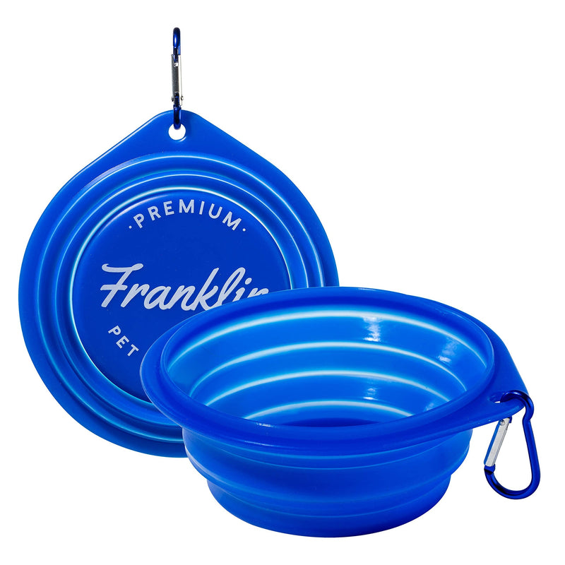 Franklin Pet Supply Co. - Collapsible Pet Travel Bowl - BPA Free - Dogs- Cats - Dog Bowl- Food - Water Bowl - Small - Medium - Large Dog Food Bowl - Puppy- Includes Clip