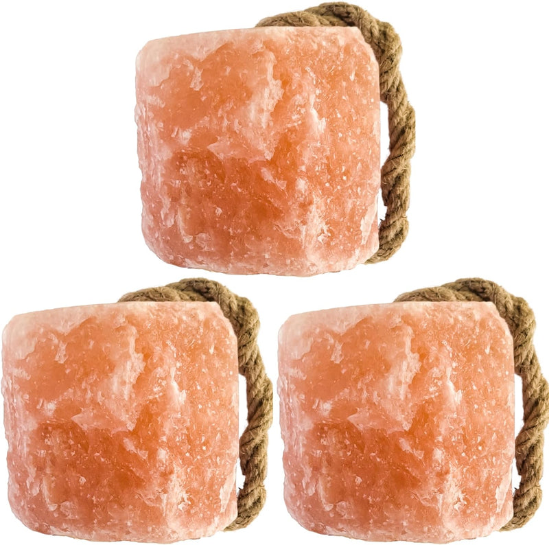Himalayan Salt Lick On Rope 3.5-4 lb Each (Pack of 3) for Horses, Deer, Goats & Livestock | Natural, Mineral-Rich, Long-