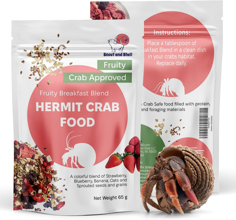 Natural Hermit Crab Food – High-Protein Hermit Food with Real Fruit and Sprouted Grains – 65 g (2.3 oz) Crab Food for Pe