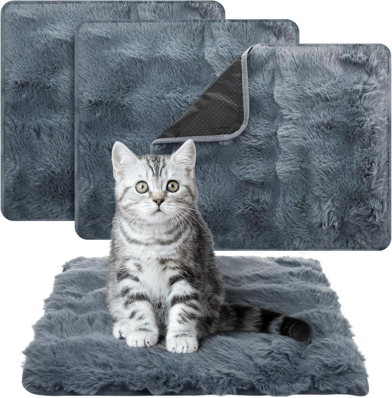 3 Pack Dark Gray Self Warming Cat Bed Indoor 12''x12'' Cat Self Heating Mat Soft Thermal Kitten Bed Heated Pet Dog Pad W